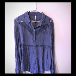 Free People blue collared top